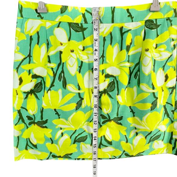 J Crew Mini Skirt Womens 8 Green Yellow Daffodil Basketweave Textured Pockets - Picture 8 of 13